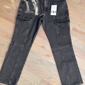 Zara Black Slim Cargo Jeans with Modern Fit